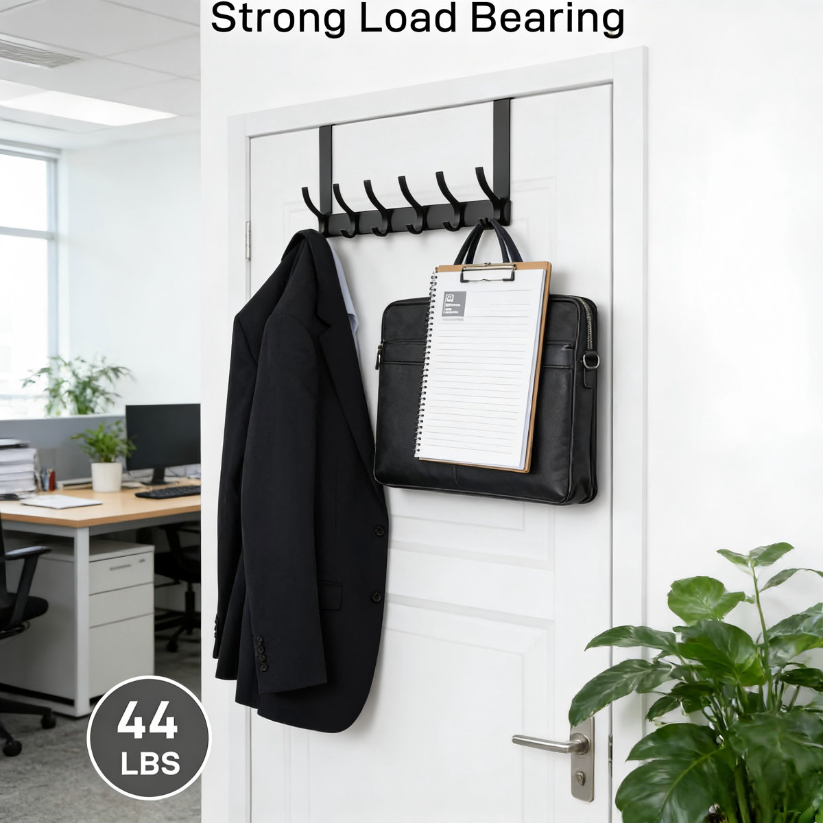 1 Pack Over The Door Hooks Towel Rack With 12 Coat Hooks Black